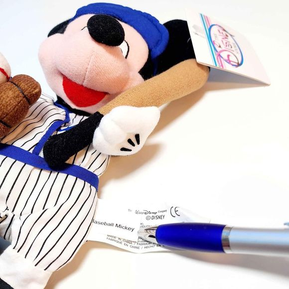 Mickey Mouse Baseball Disney Store Company Plush Beanie Baby Stuff Toy Vintage - Picture 3 of 6